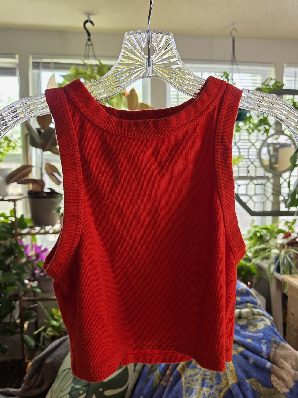 Princess Polly Red Ribbed Cropped Tank